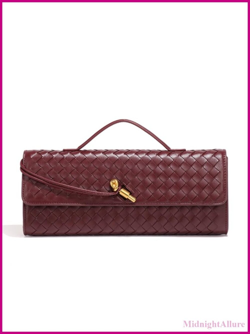 Woven PU Leather Clutch Crossbody Bag with Detachable Strap